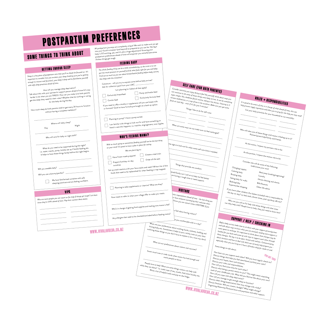 Postpartum Plan - Cheat Sheet