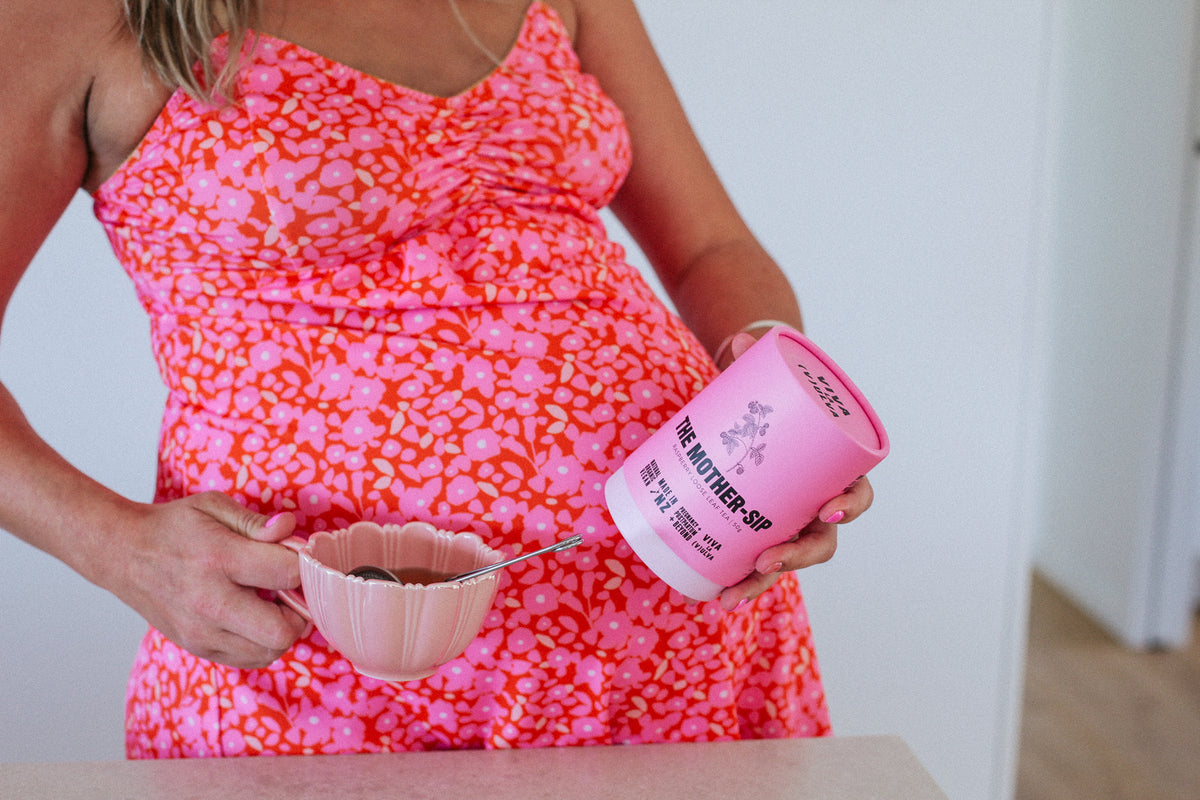 Pregnant mama making The Mother-Sip raspberry leaf tea in the third trimester - Viva La Vulva NZ