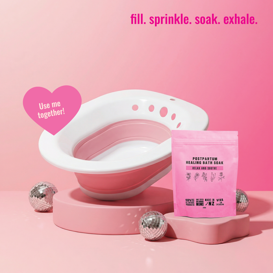 The Hot Seat Sitz Bath in use on toilet for postpartum perineal soak