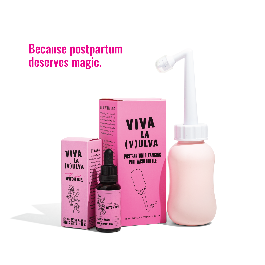 Peri wash bottle and Witch Hazel - Natural ingredients for gentle postpartum care NZ